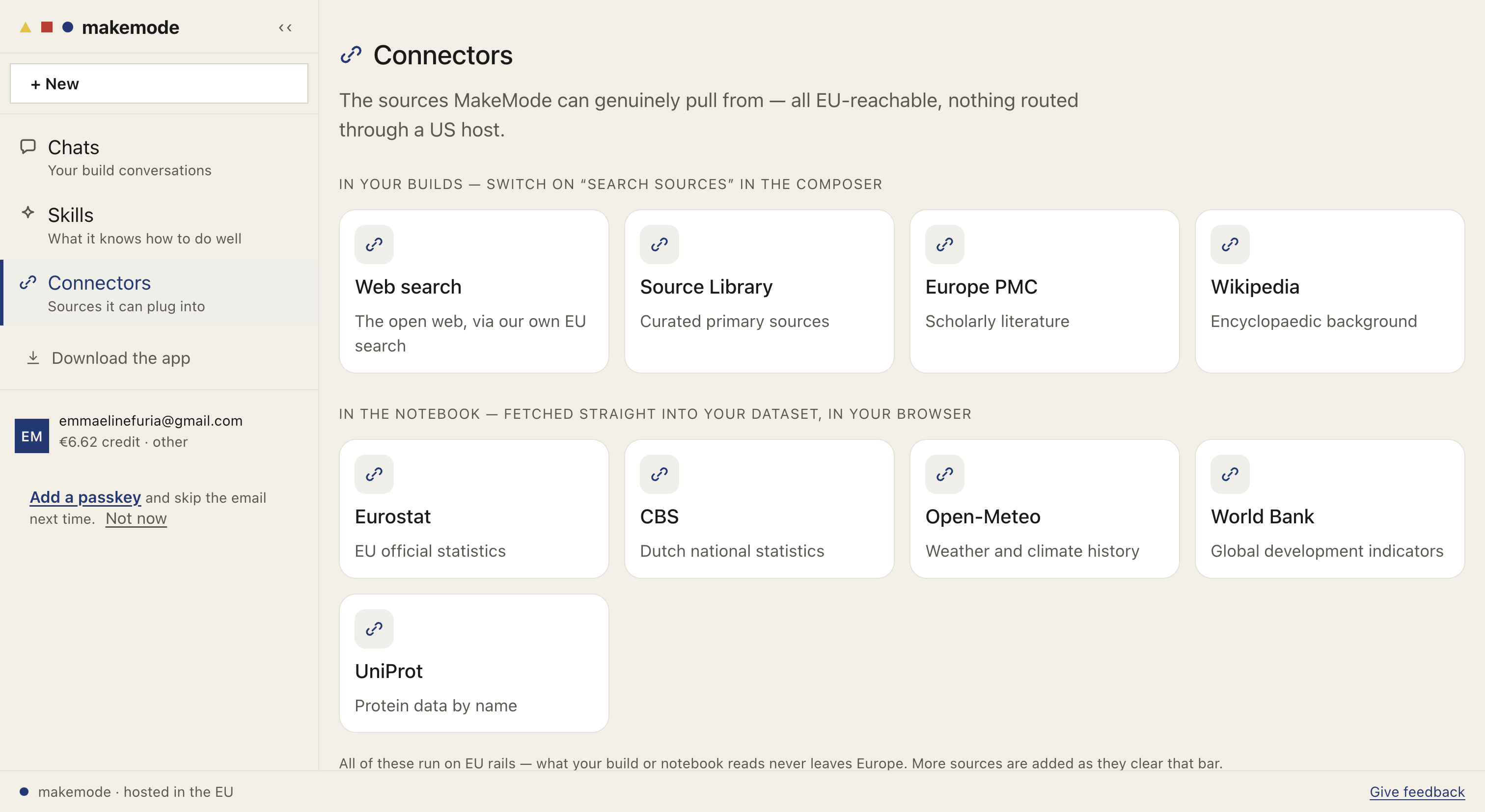 The Connectors panel