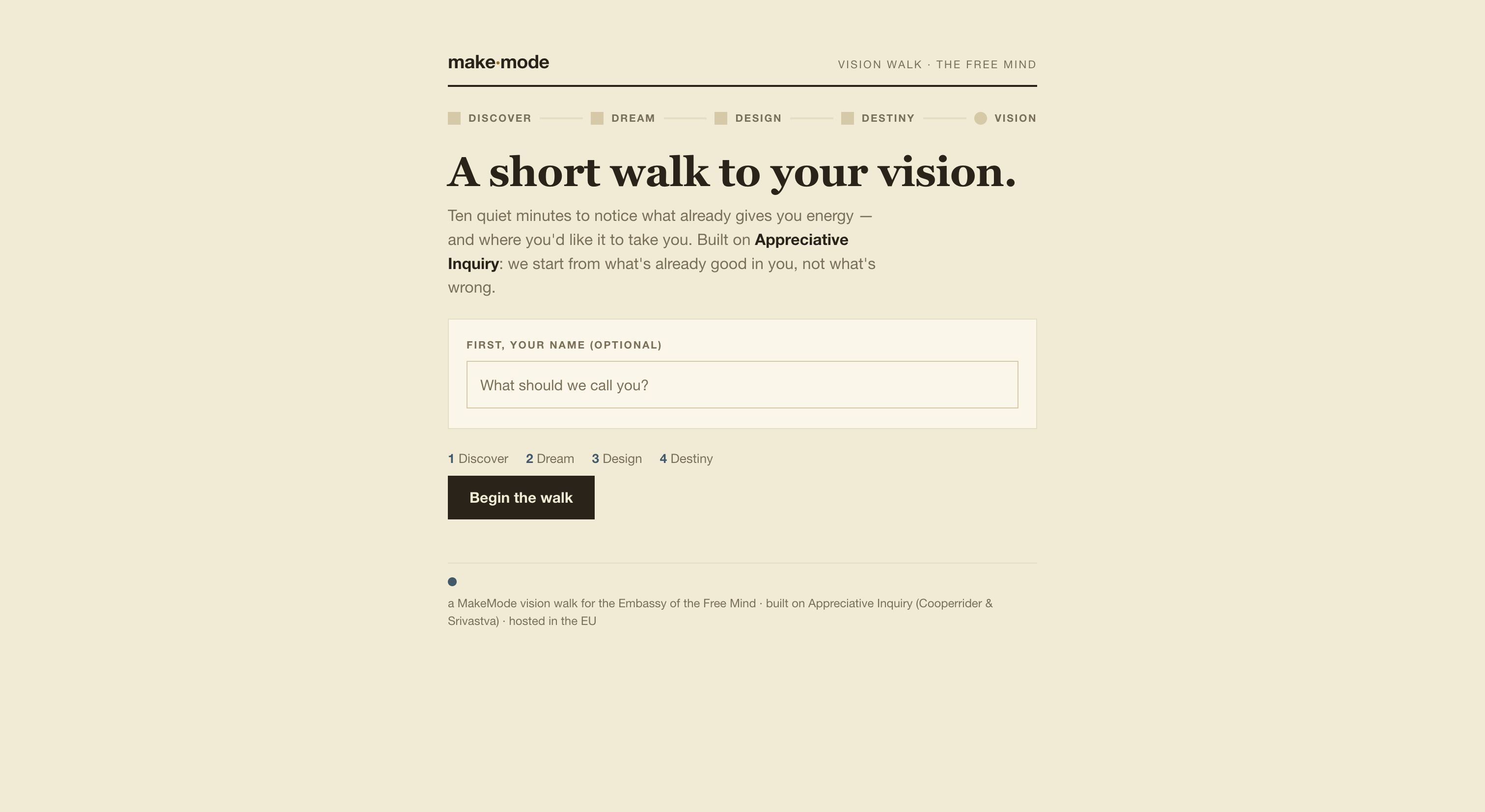 The MakeMode Vision Walk at makemode.eu/vision